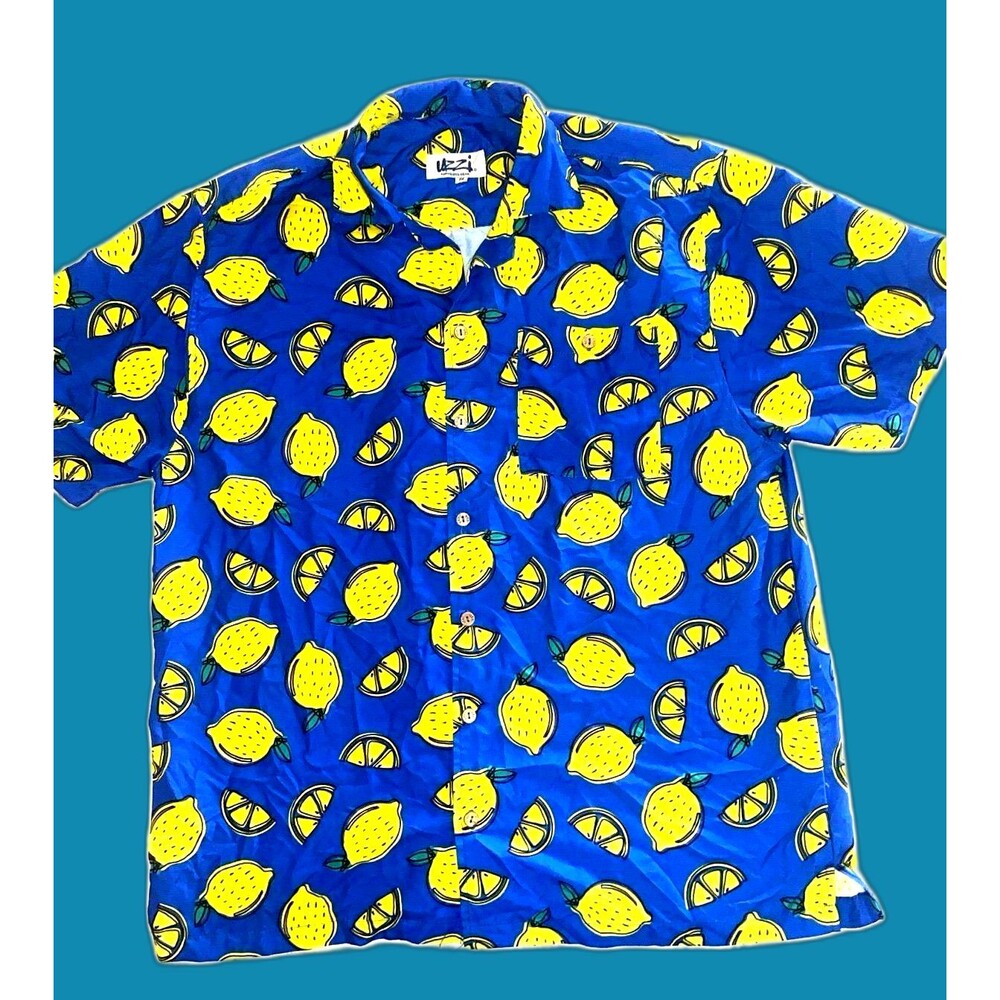 Uzzi Amphibious Gear Men's LEMONS Button Up Hawaiian Shirt Medium